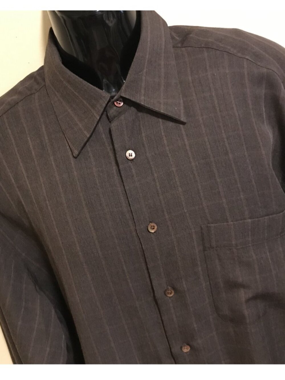 Men's Ermenegildo Zegna Soft Wool Blend Long Sleeve Button Front Shirt-Size XL